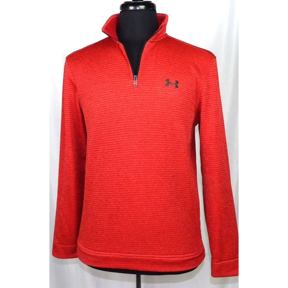 Under Armour‎ STORM GOLF Orange Striped 1/4 Zip Athletic Jacket Men's Medium